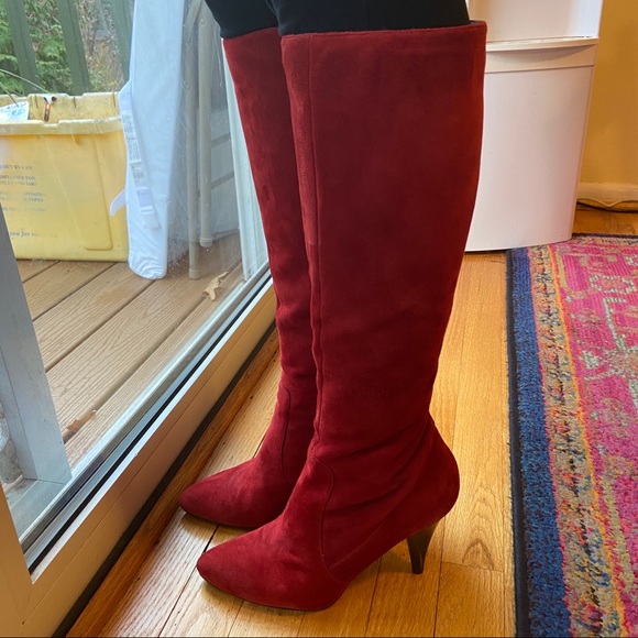 via spiga red suede boots